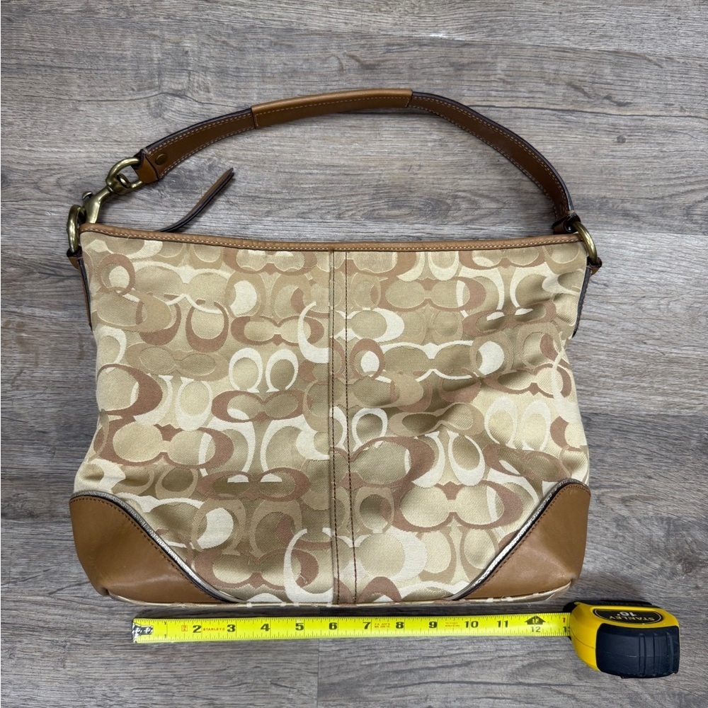 Coach Tan and Brown Signature Monogram Vintage Shoulder Bag